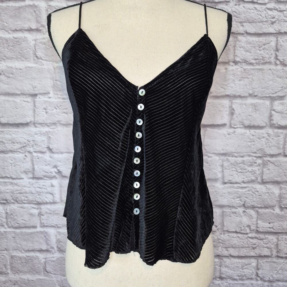 Free People Intimately Shimmy Shaker Velvet Camisole Tank Black Women's Size XS - Picture 3 of 10